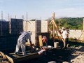 Concrete block housing construction