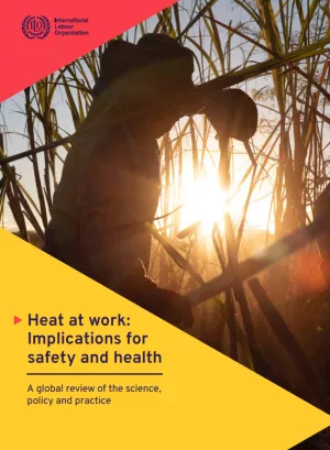 The cover image for the report "Heat at work: implications for safety and health"